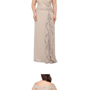 XSCAPE Wm Gold Gown Short Sleeve Full-Length Formal Dress Plus 16 in green color